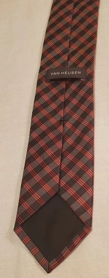  范海森男式 100% 聚合物紧身项链橙色/灰色条纹 L 58" W 3 3/4 — 第 4/4 张图片