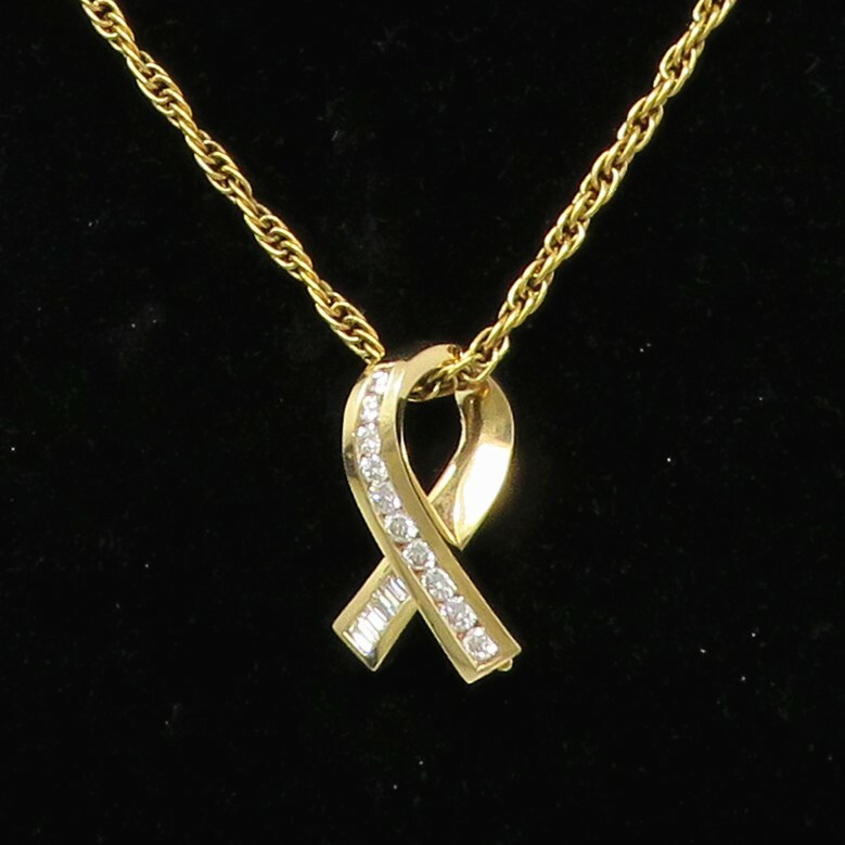 NYJEWEL 14k Yellow Gold Diamond Ribbon Enhancer P… - image 1