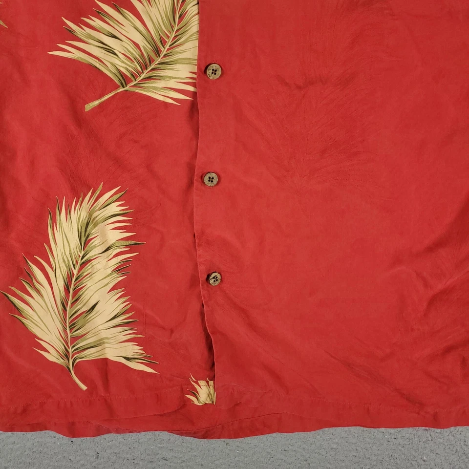 Camisa Birmania Bibas Para Hombres 2XL Roja Informal Campamento Seda Tropical Hawaiana Abotonada Foto 3 de 4