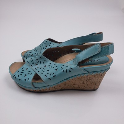 turquoise peep toe wedges