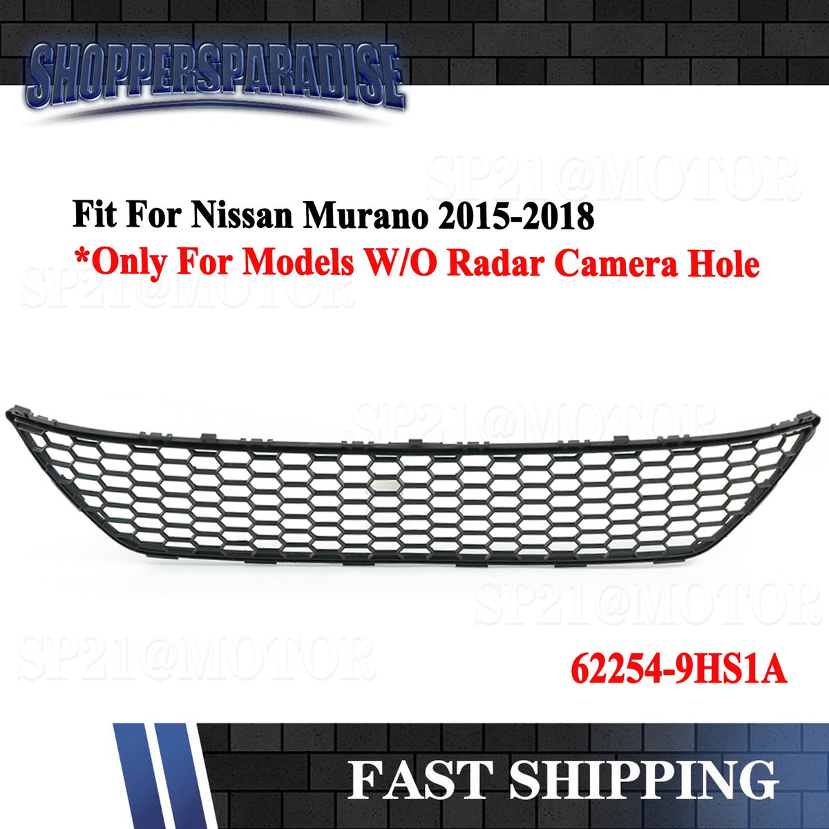 For Nissan Murano 2015-2018 Black Front Lower Bumper Grille Grill