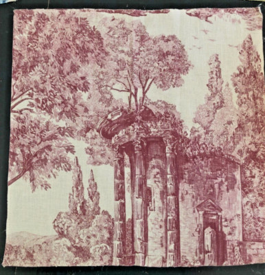 ZOFFANY Le Temple de Jupiter in Plum 17 1/2'' Toile Linen Fabric Sample