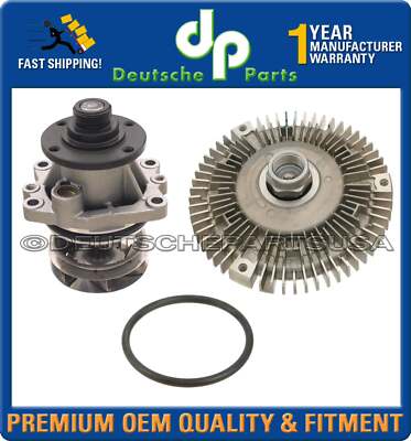 3pc Water Pump (Metal Impeller) & Fan Clutch & Pulley Kit for BMW E39 X5 E53 E46