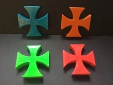 Religious Item - Lot of 4 Christian Crosses - Wood - Hand Painted