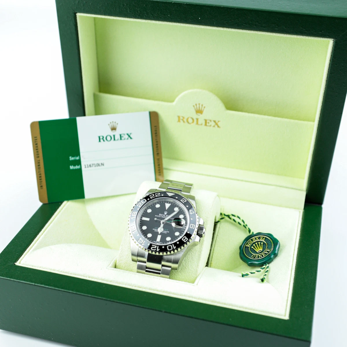 Stickered Discontinued Rolex GMT Master II Oyster 40mm