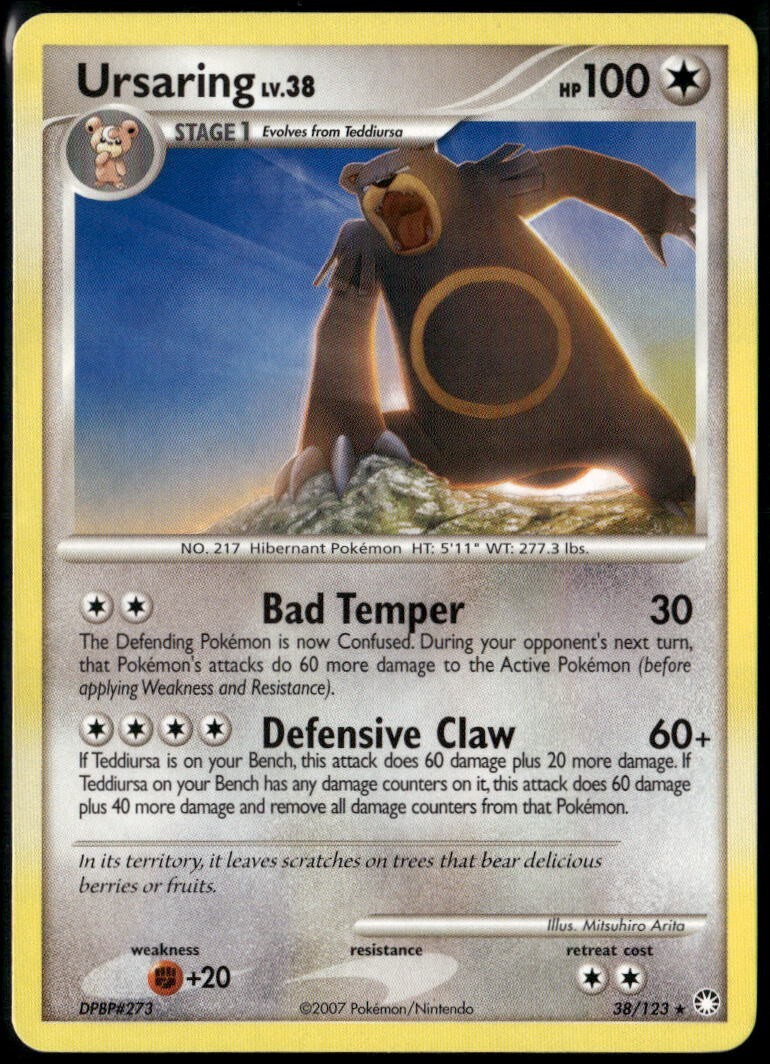 Ursaring Rare - DP Mysterious Treasures 38/123 2007 LP+ Pokemon