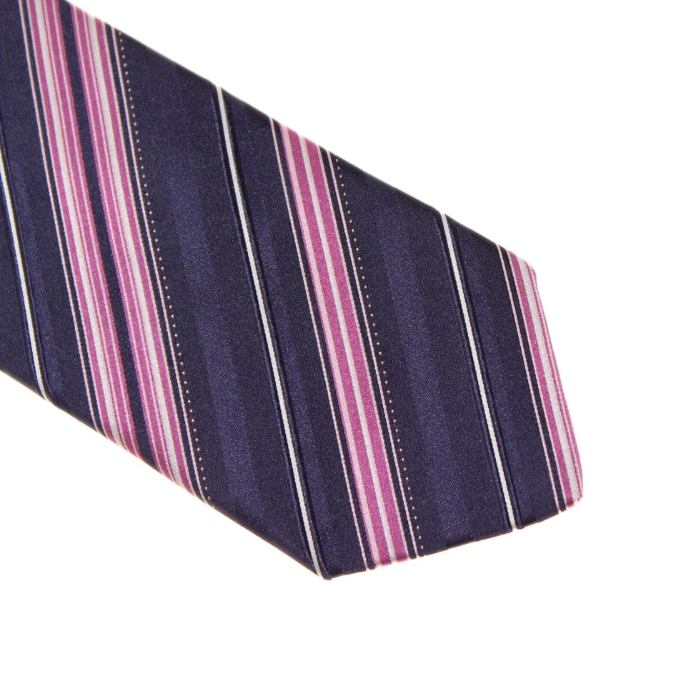 Italo Ferretti новый с Ярлыками шеи галстук в синий/пурпурный/розовый полоски 100% шелк сделано в Италии - Изображение 2 из 4