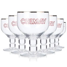 6x Chimay Bier Glas 0,25l Biergl&auml;ser Pokalgl&auml;ser Silberrand Belgien (6er Set)