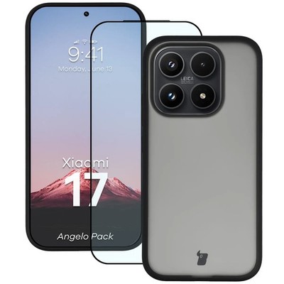 Handyhülle + Glas für Xiaomi 17 Bizon Case Cover Schutzhülle Etui Hülle Schwarz