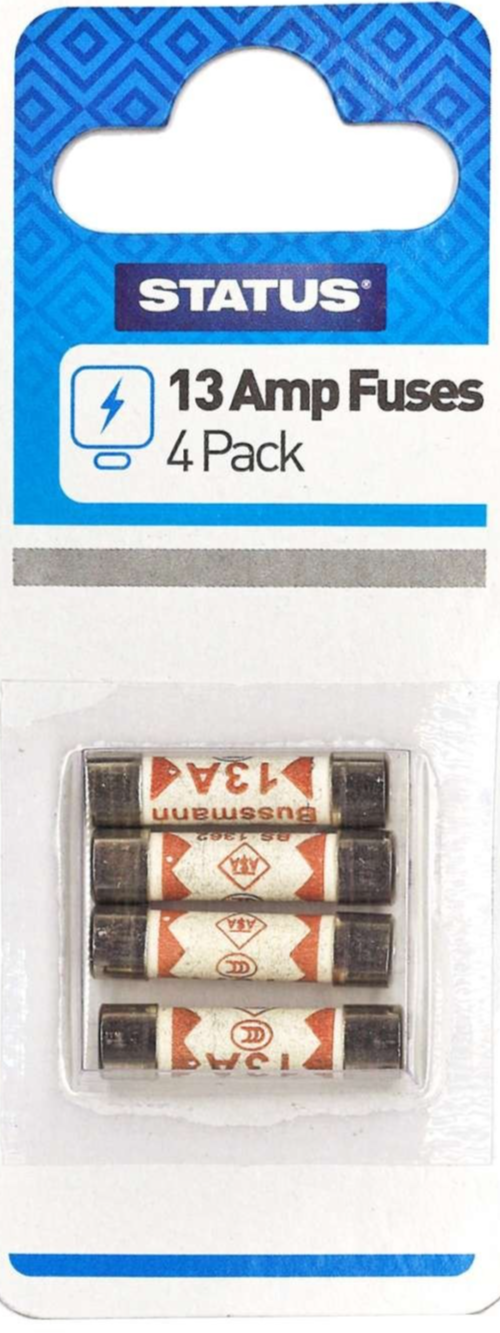 13 Amp Fuses for UK Plugs on Electrical Appliances PK 4 Status 13ASFB10   80355