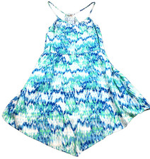 G by Guess Womens Dress Sz XL Blue Tie-Dye V-Neck Sleeveless Asymmetrical Hem