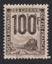 timbre France 1944-47 SNCF Petit COLIS POSTAL 100F gris-brun n°22 Y&T oblitéré