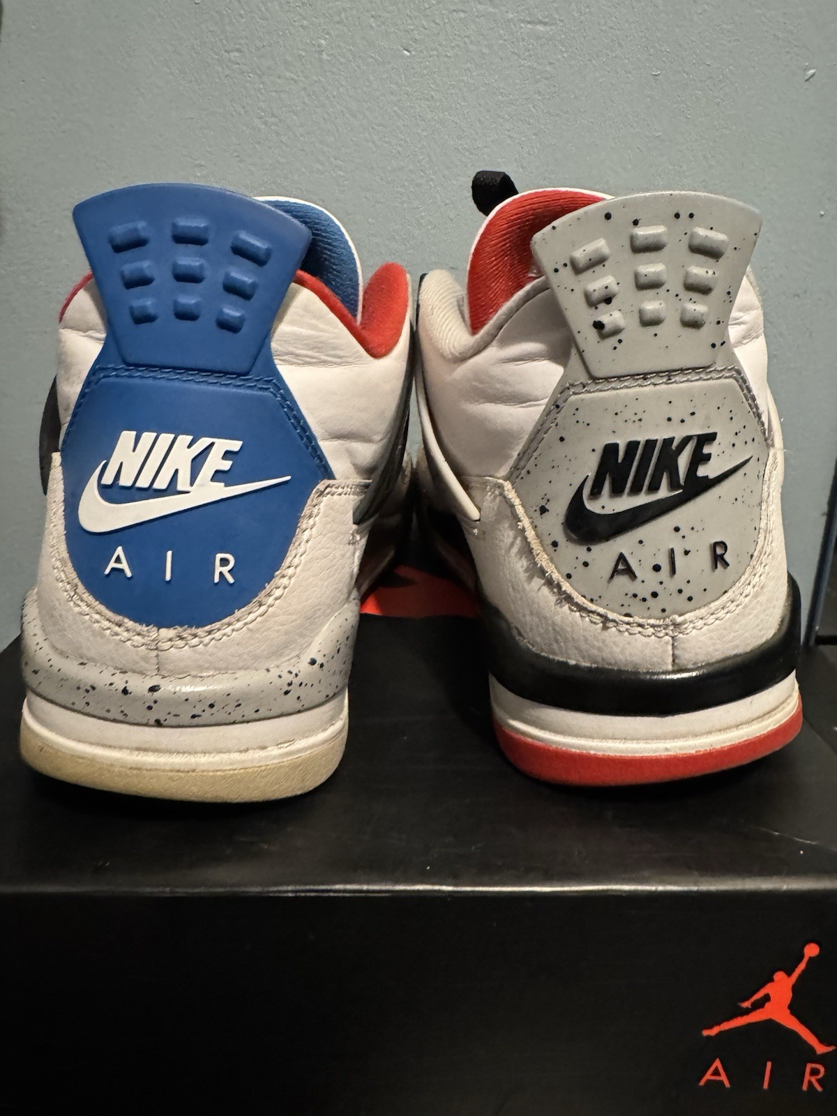 Nike Air Jordan 4 Retro GS White Blue Red Leather Basketball Shoes 6Y 408452-146 thumbnail 5