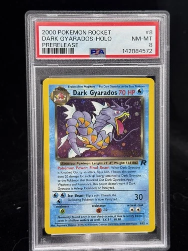 Dark Gyarados Holo #8 Prerelease Promo Team Rocket 2000 Pokemon PSA 8 💦