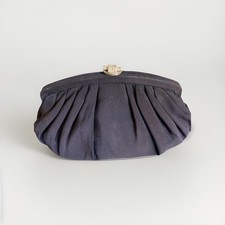 Vintage Garay Blue Pleated Clutch Purse with Silver Hardware