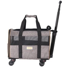 22lb Airline Approved Rolling Cat Carrier  Pet Travel Bag, Grey