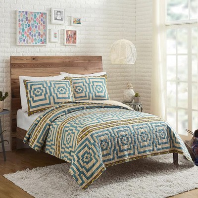 King Hypnotic Global Quilt & Sham Set Blue - Justina Blakeney for