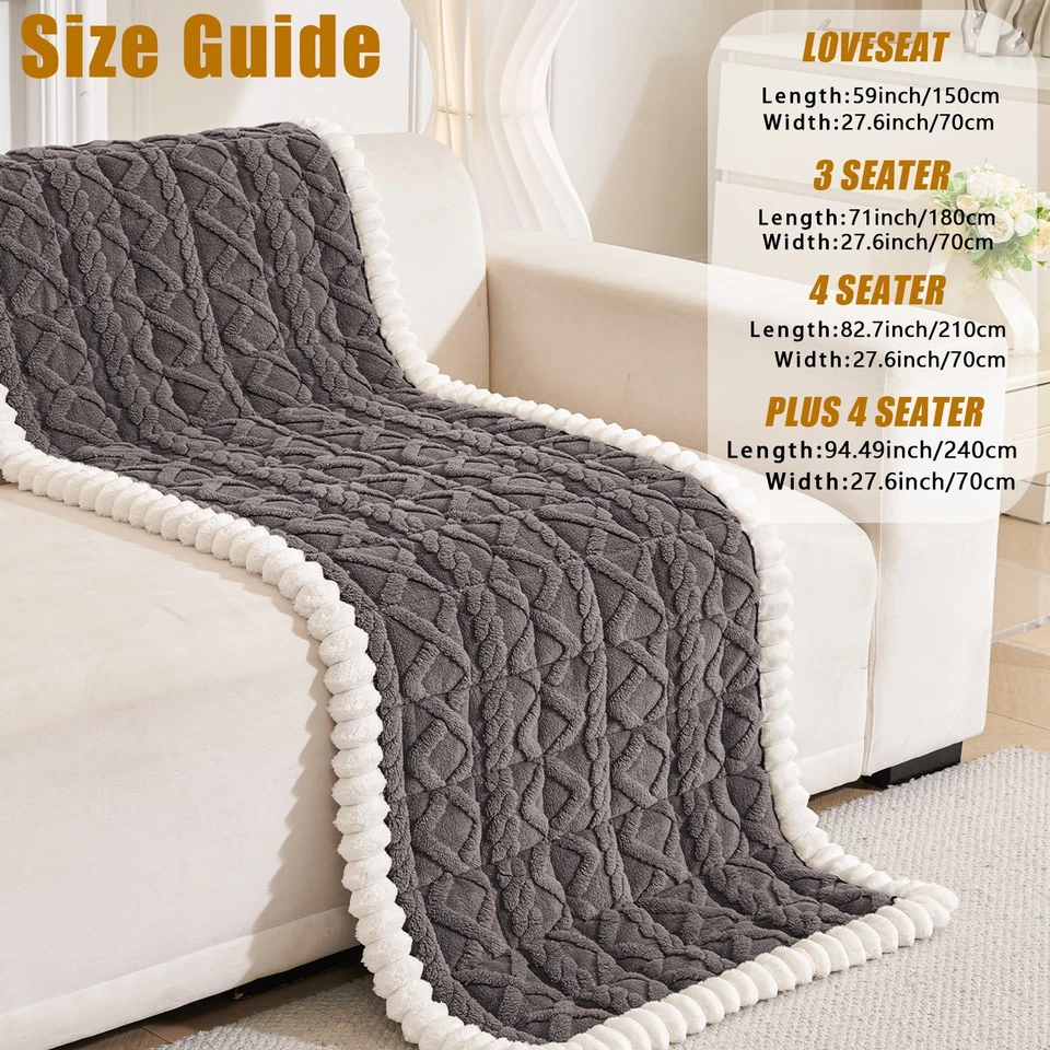 Funda Sofá Felpa Mascota Geométrica Jacquard Coral Antideslizante Funda Sofá Cojín Prote Foto 4 de 4