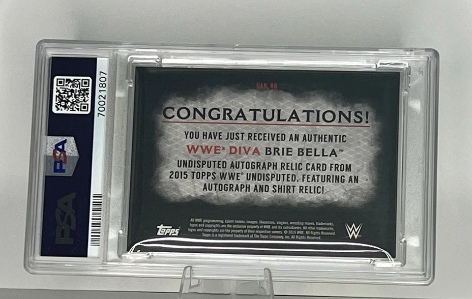 Brie Bella Garcia 2015 Topps WWE Autograph & Shirt Relic PSA 8 Bella Twins - Image 2 of 3