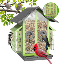 Bird Feeders for Outdoors, Metal Bird Feeder with Double Suet Cage Weatherproof
