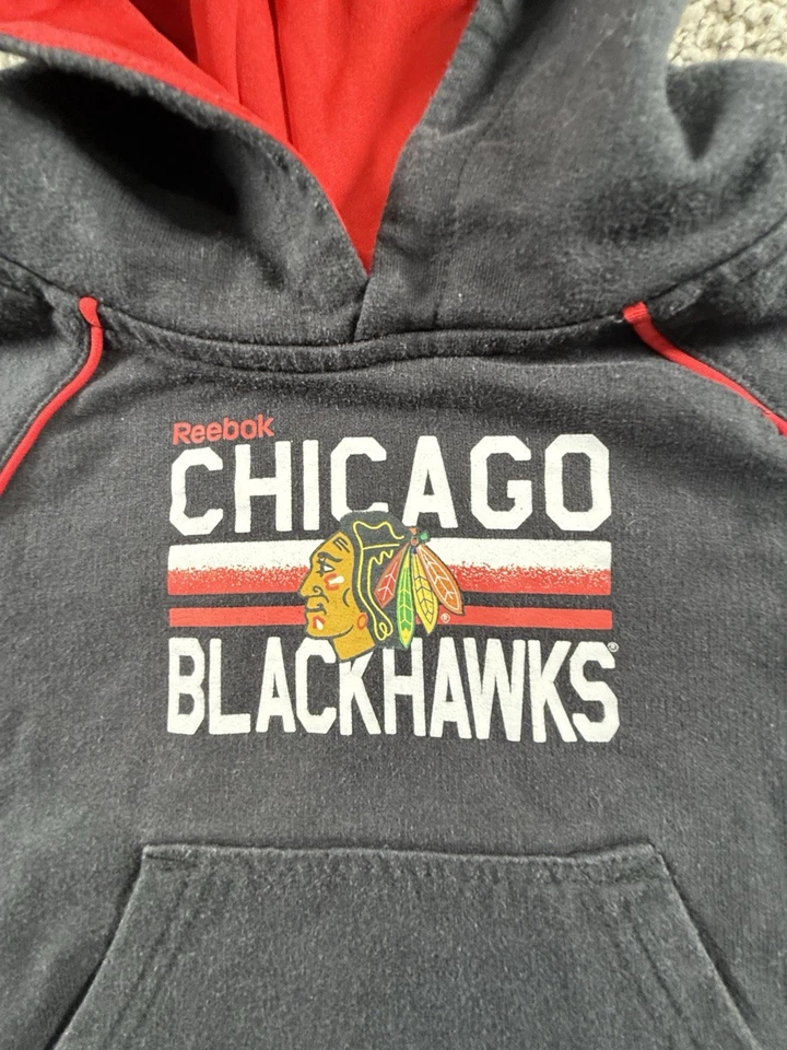 NHL Chicago Blackhawks Pullover Hoodie Shirt Size 12 Months Black Long Sleeve - Image 2 of 4