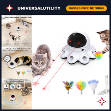 Interactive Cat Laser Toy - 2-in-1 Automatic Motion Activated, USB Rechargeable,