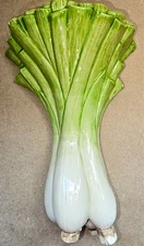 Fitz and Floyd WALL POCKET of Green Spring Onions 8" H x 5 W x 2.5" Planter READ