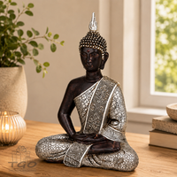 Buddha Figur Sitzend Silber Aus Poly 29Cm-10017488