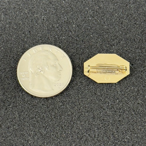 Vintage 40s Art Deco Style Blank Engravable Octagonal Brooch Pin Pinback #50942 - Picture 3 of 3