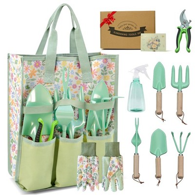 Gardening Tools 9-Piece Heavy Duty Gardening Hand Tools Set (Green), Stainles...