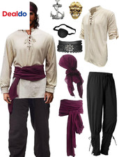 Mens Pirate Costume Outfit Renaissance Costume Men Medieval Outfit with Pirate P
