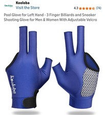 Shooting Glove for Left Hand 3 Finger Billiards and Snooker W/Adjustable Strap