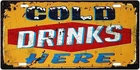 Metal Signs Tin Sign Vintage Retro Cold Drinks Here Home Bar Wall Decor