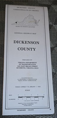 1993 Virginia Department Transportation Dickenson County General Highway Map