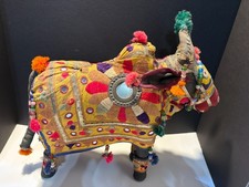 Rajasthani Handcrafted Stuffed Cotton Embroidered Bull India Folk 1950's