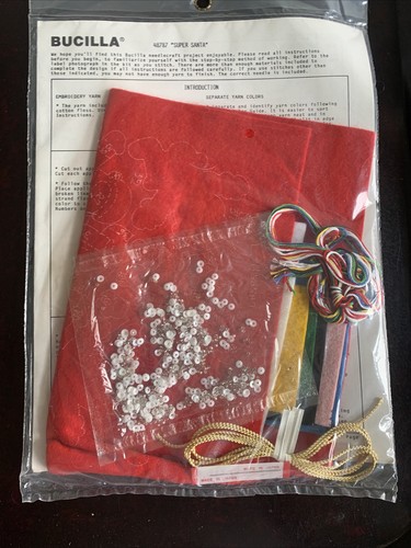 Super Père Noël Vintage Bijoux Ornements de Fêtes Feutre Applique Kit Neuf dans son emballage Lot de 6  - Photo 6/9