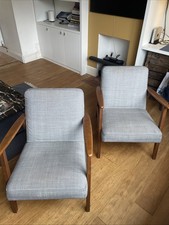 Pair of IKEA EKENÄSET Armchairs – Grey Fabric – Good Condition