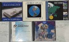 Lot Of 5 Vintage CD-ROM Computer Software Early 1990 s Encarta World Factbook