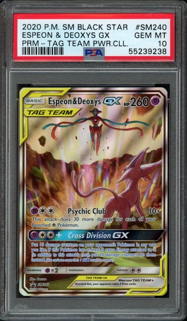 2020 Pokemon SM Black Star Promo Espeon & Deoxys GX SM240 PSA 10 Gem Mint