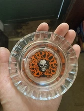 Easyriders Motorcycle Logo glass slot circle ashtray 4.5" skull logo vintage