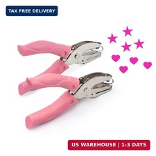 2 Pieces Handhold Hole Paper Punch, Heart and Star Shape Hole Punch for Paper an
