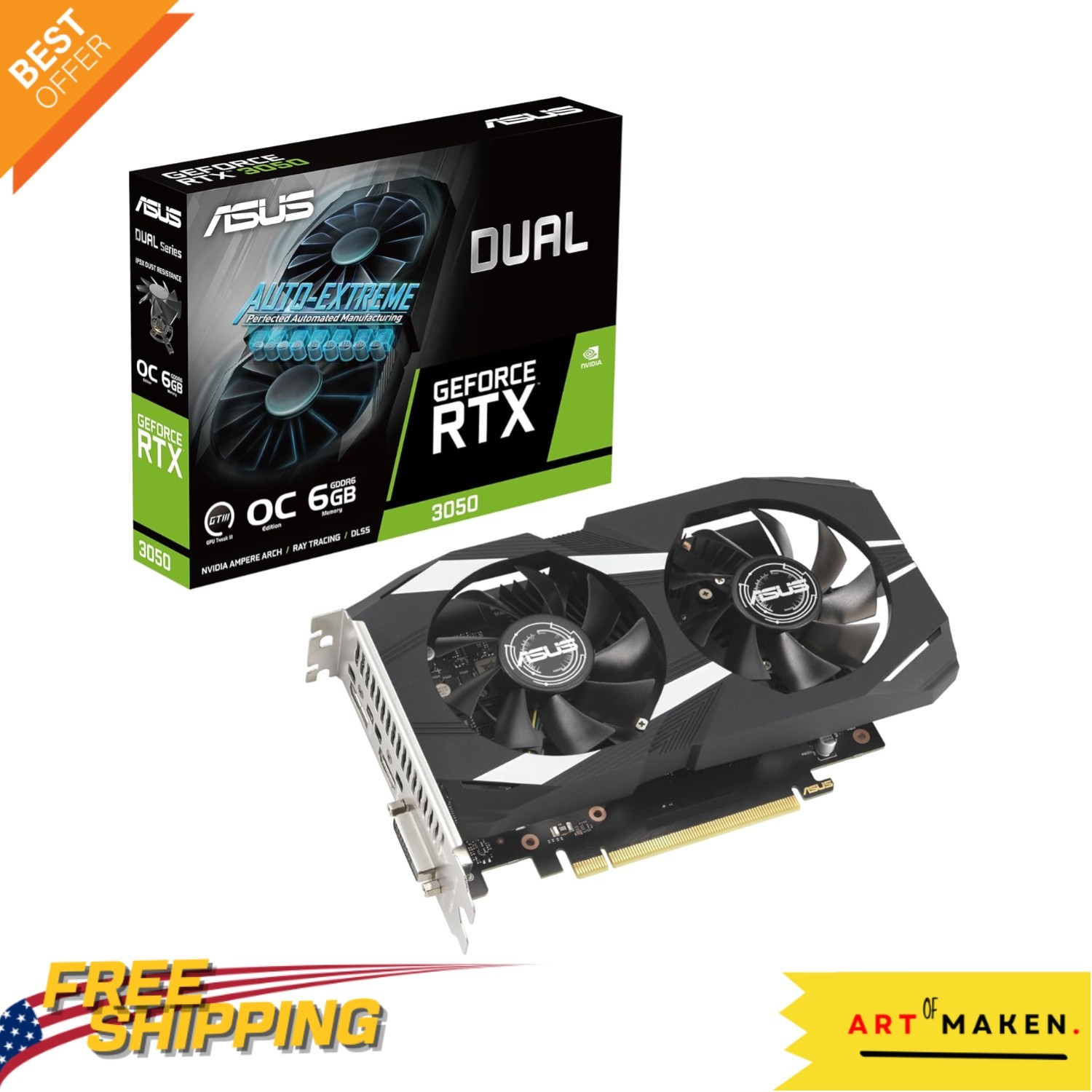 RTX 3050 6GB OC Edition Gaming Graphics Card - High Performance