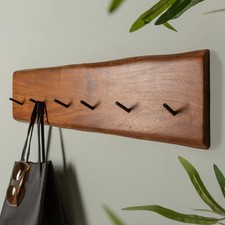 Massive Wand-Garderobe MAMMUT 80cm Akazie mit 6 Kleiderhaken Garderobenhaken