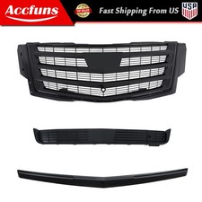 New Gloss Black Front Center Mesh Grille 3pcs For Cadillac Escalade 2015-2020 New Gloss Black Front Center Mesh Grille 3pcs For Cadillac Escalade 2015-2020