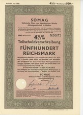 4 1/2% częściowe obligacje 500 RM SOMAG 1943 Miśnia