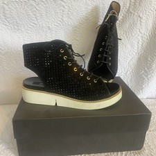 Roberto Botticelli Black Suede Sparkle Hi Top Sandale Sneaker Keilabsatz, 38 UK 5