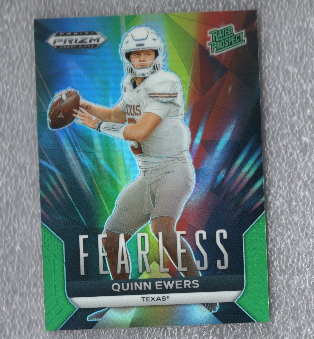 2024 Panini Prizm Draft Picks Quinn Ewers Green Prizm RC Fearless #F-QE Dolphins