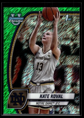 Kate Koval 2024-25 Bowman University Chrome Green Shimmer Refractor Card #42