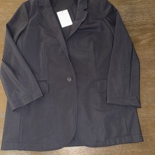 Theory 475 Women's Power Jacket Black Stretch Knit Double Breast Size 8