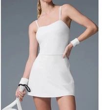 Alo Yoga Alosoft Courtside Tennis Dress w/Shorts White Size Medium NWOT $118
